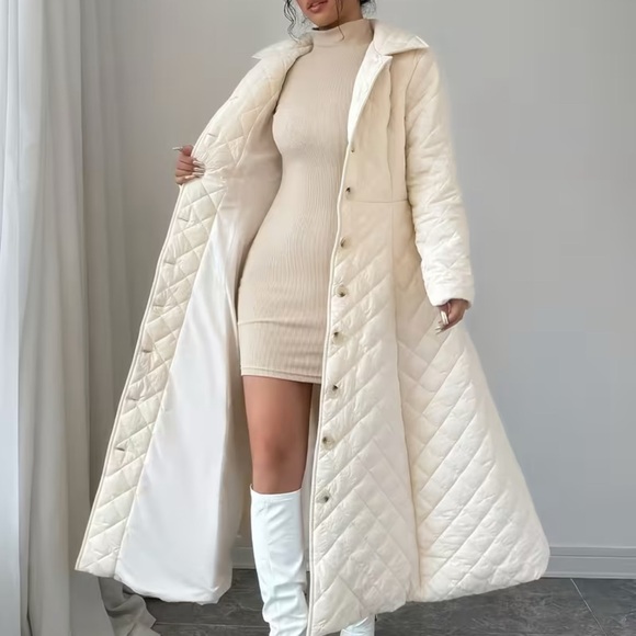 Chic Cream Quilted Puffer Coat NWT - Picture 3 of 7